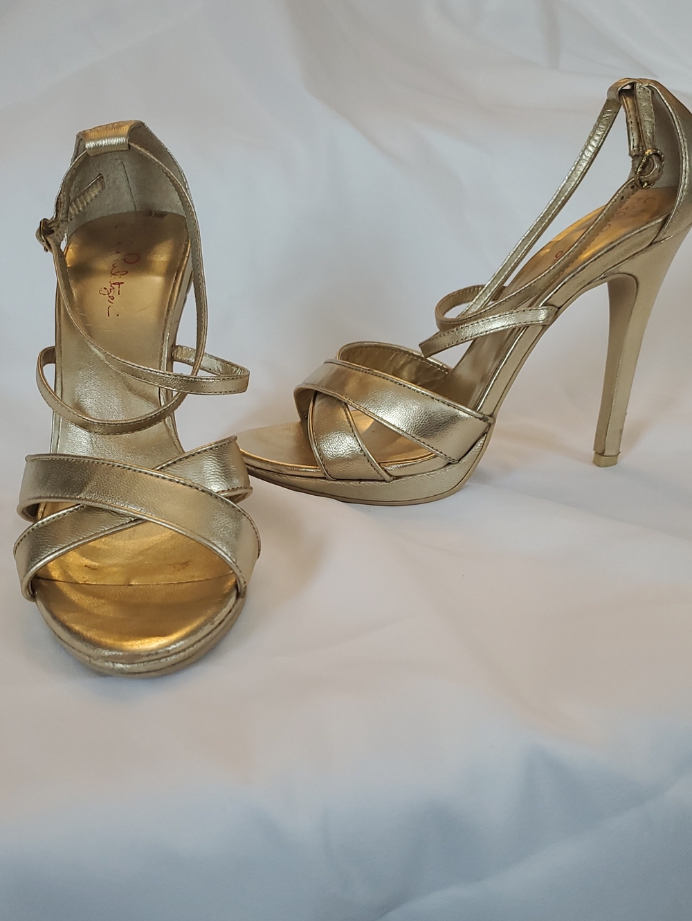 Lily Pulitzer Strappy Heels Gold Sandals Size 7 - Picture 11 of 13